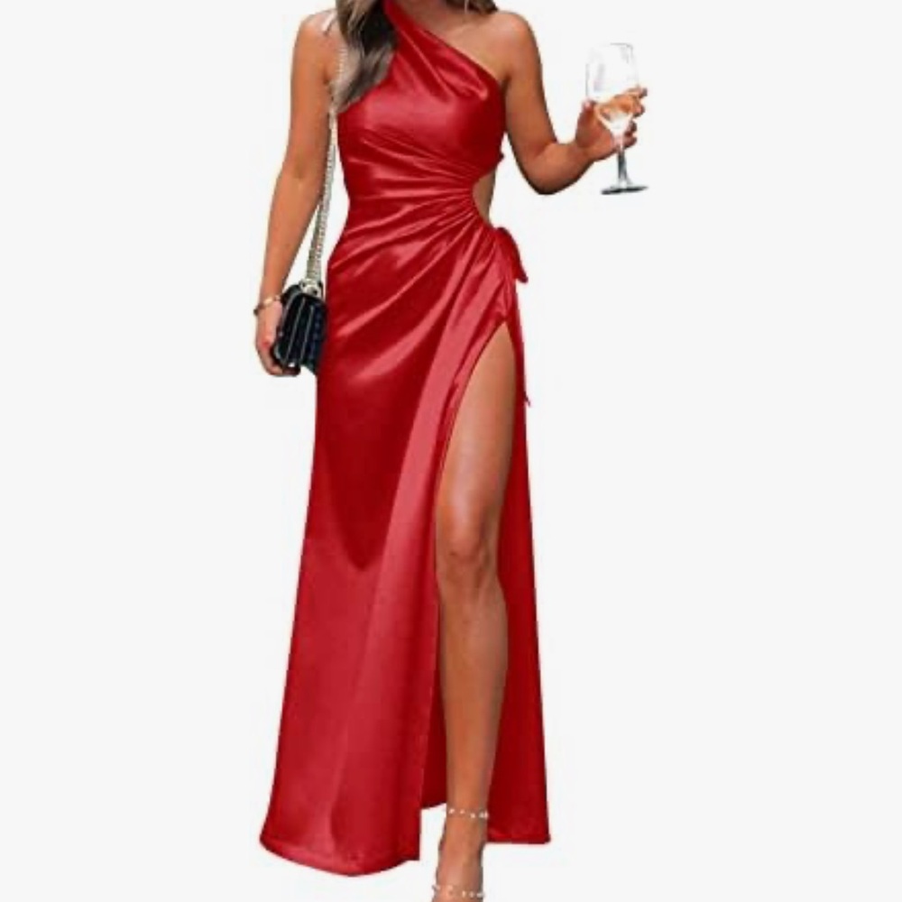 Satin PrettyGarden One-Shoulder Dress